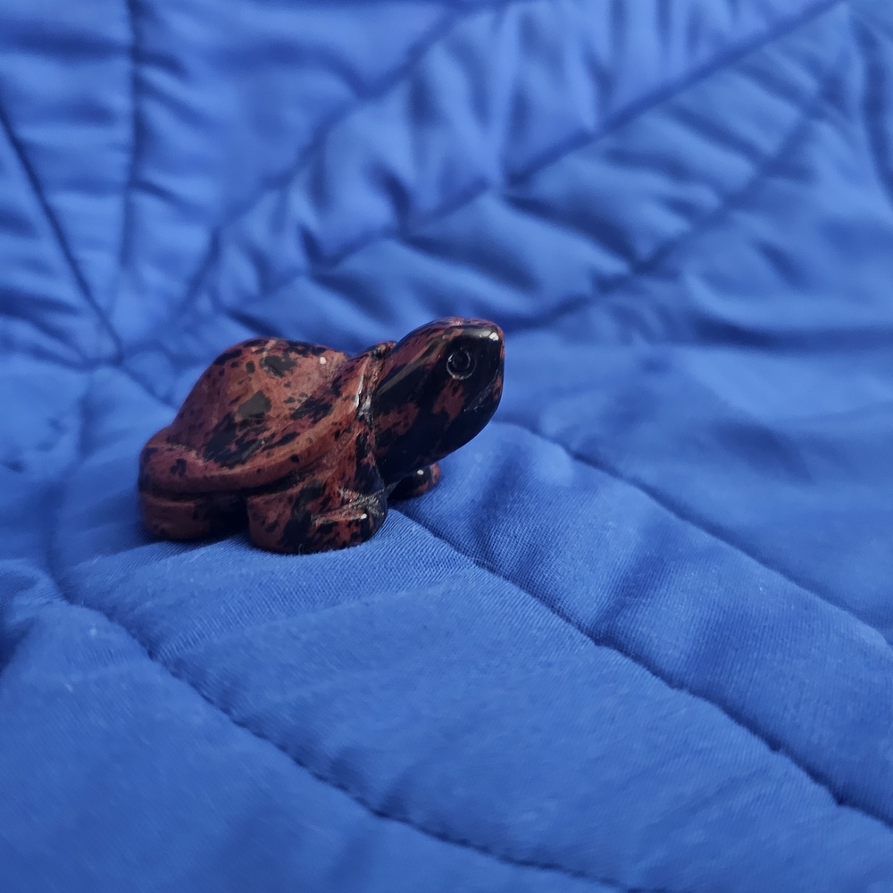 Red and Black Stone Turtle Figurine